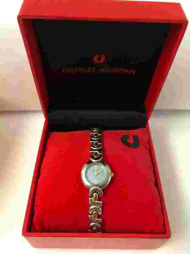 Authentic CHARLES JOURDAN Water Resistant Stainless Steel Blue Pearl Women Watch