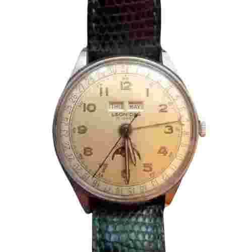 Leonidas Watch Moon Phase Triple Calendar Vintage from Japan As-Is Junk Items