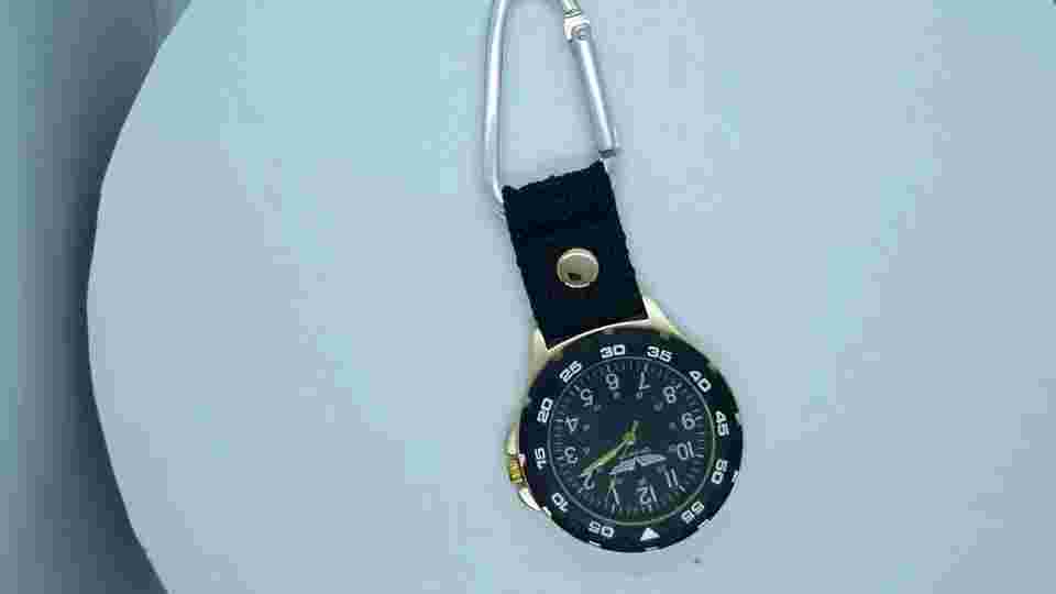 Deporte Gold Tone Carbiner Clip-on Sport Watch With Black Nylon Fob