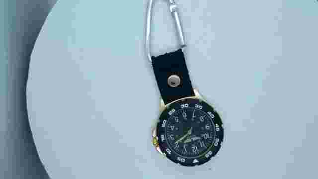 Deporte Gold Tone Carbiner Clip-on Sport Watch With Black Nylon Fob