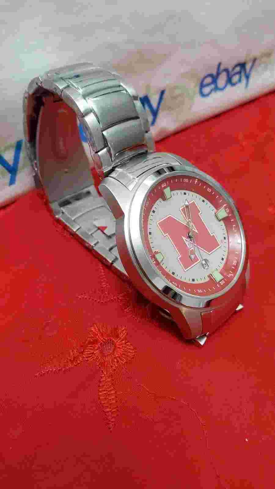 SunTime Men's Collegiate Titan Stainless Steel Watch - Nebraska Cornhuskers