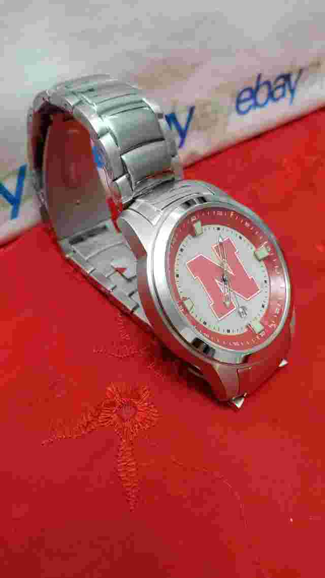 SunTime Men's Collegiate Titan Stainless Steel Watch - Nebraska Cornhuskers