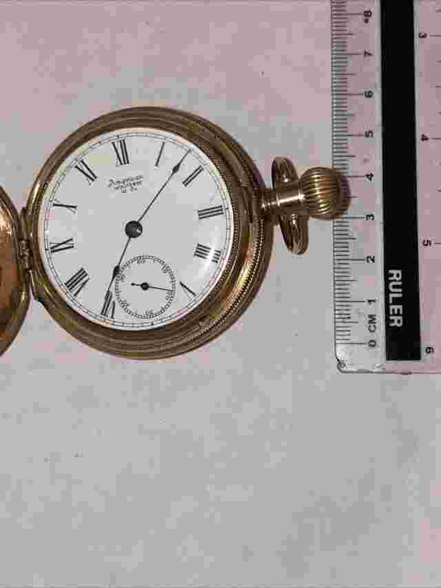 American Waltham W. Co. White Dial Jas.Boss 14K filled Pocket Watch