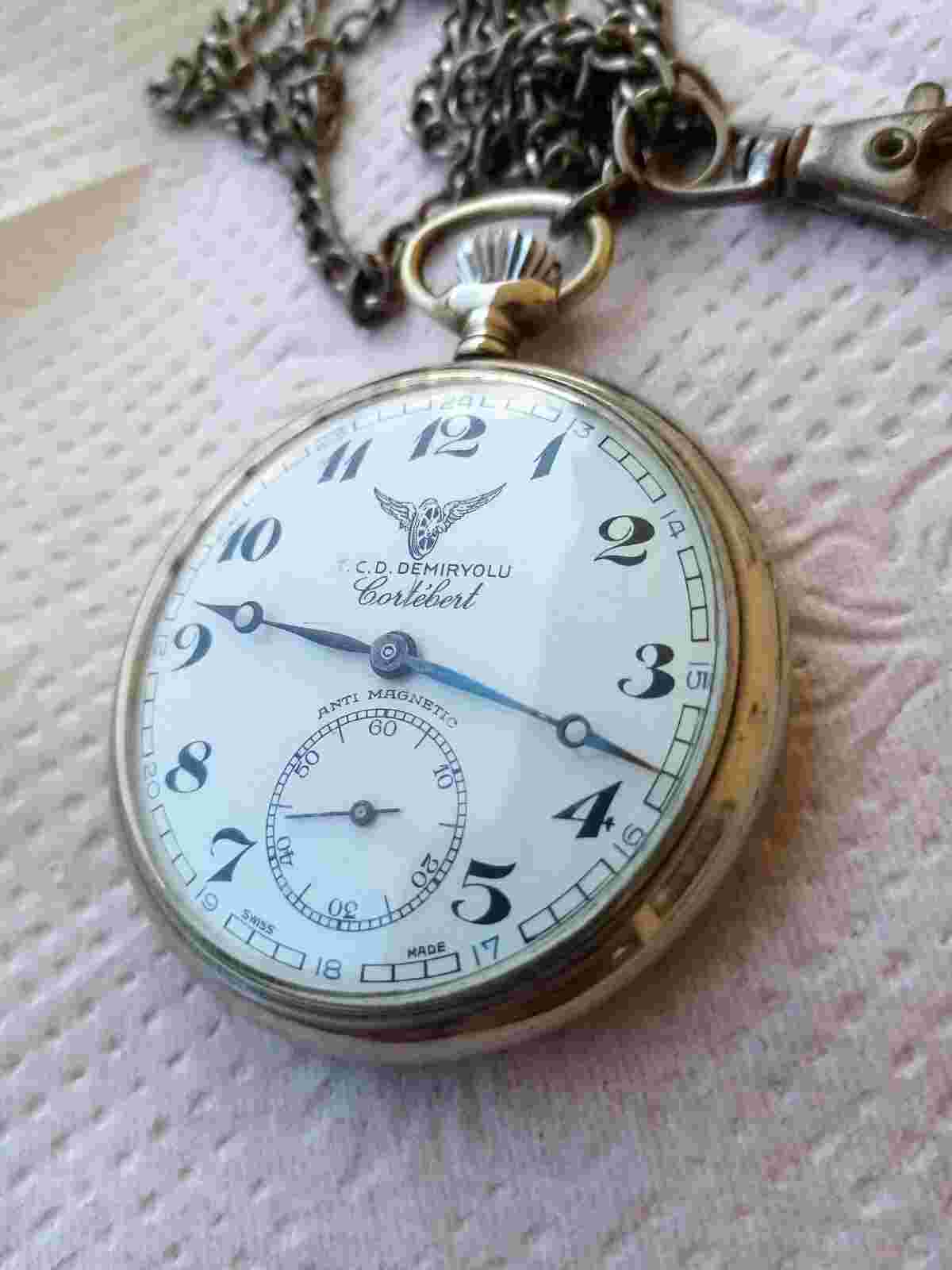 Cortebert 616 Rolex/Panerai Movement Pocket Watch Swiss Made - Turkish Railways