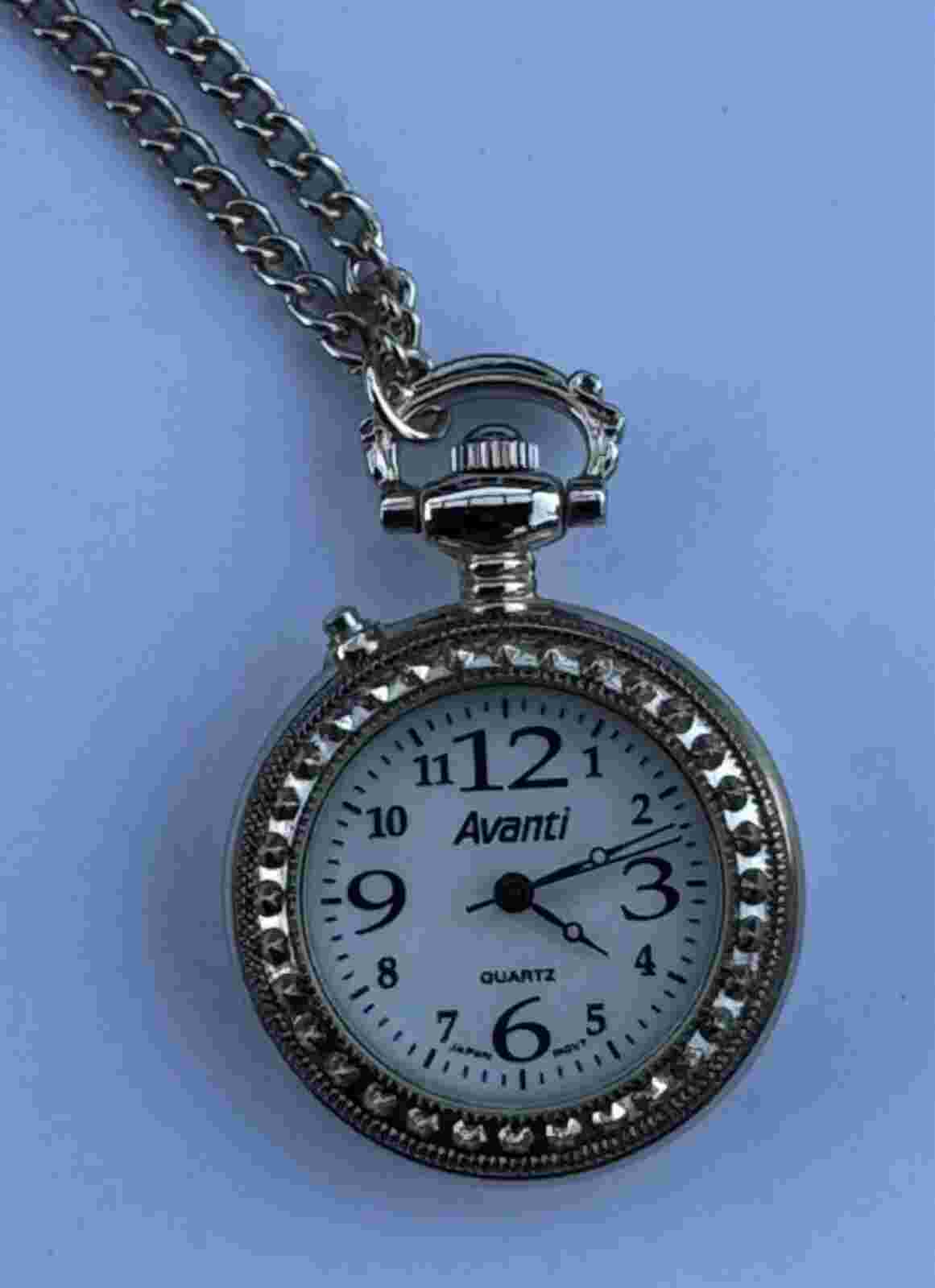 Avanti Pocket Watch with 18" Chain- Functional- Glow Light- Great Condition
