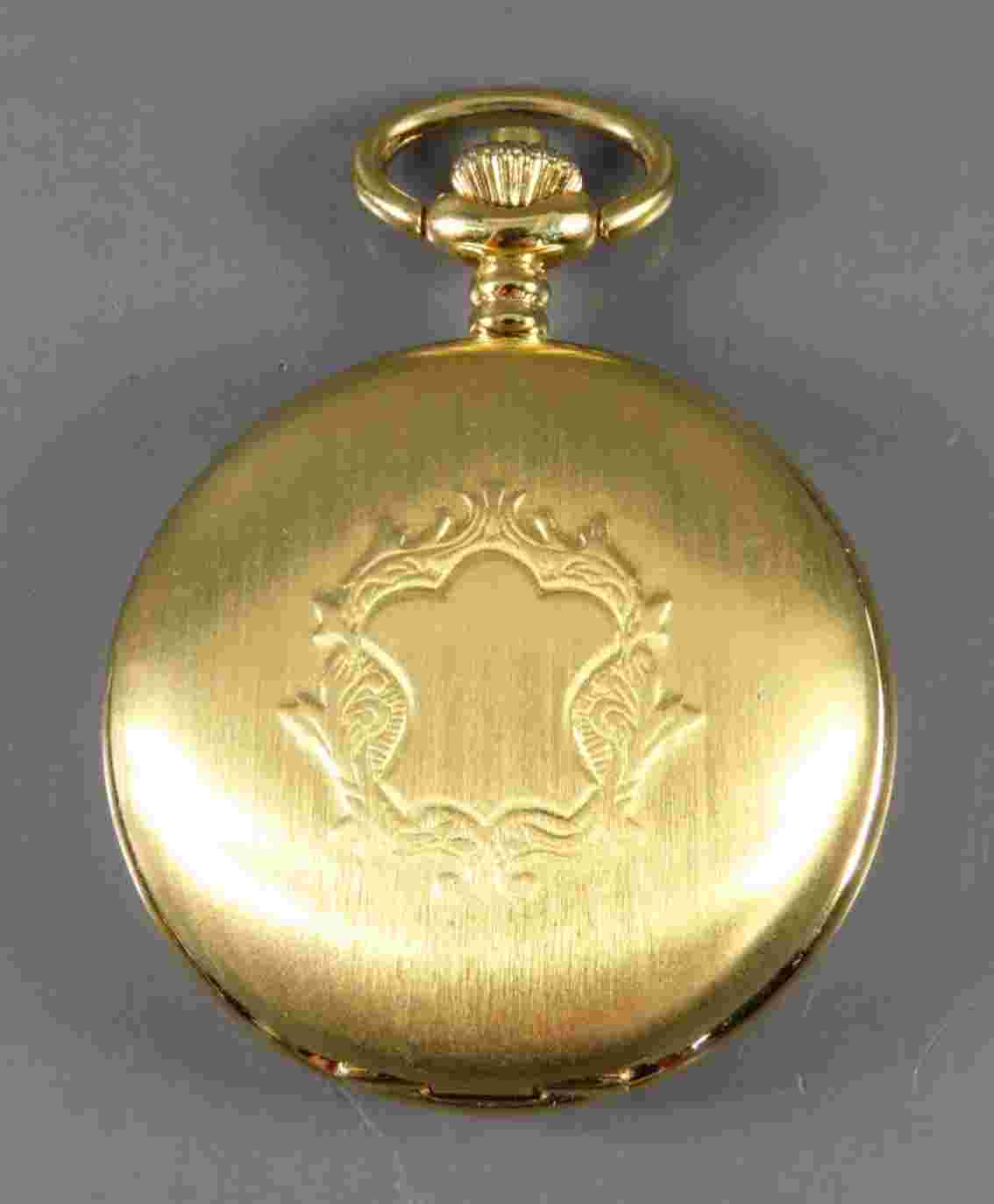 VTG GOTHAM POCKET WATCH Brushed Gold Tone QUARTZ NEW BATTERY Mint Condition