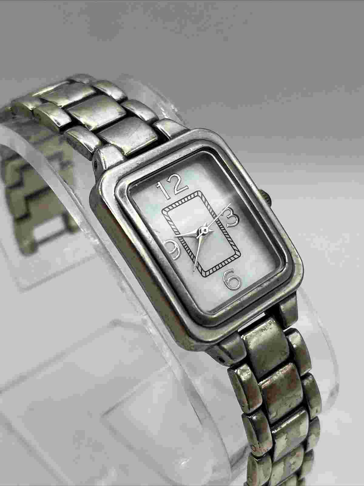 J.Jill Women's Quartz Watch Silver Tone MOP Dial- New Battery