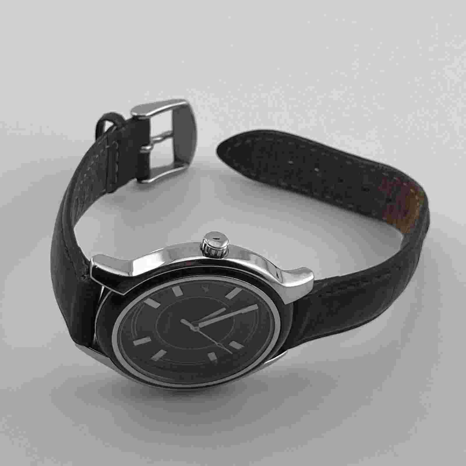 Fastrack Mens Watch 6059SAA Black Leather Band Quartz Three Hands Analog
