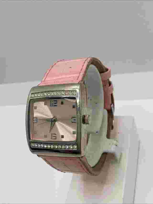 Mary Kay Ladies Silver Rectangle Pink Band Watch New Battery!