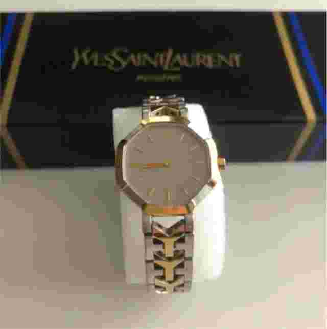 Yves Saint Laurent Vintage Gold Silver Women's Wristwatch 2.3cm Face