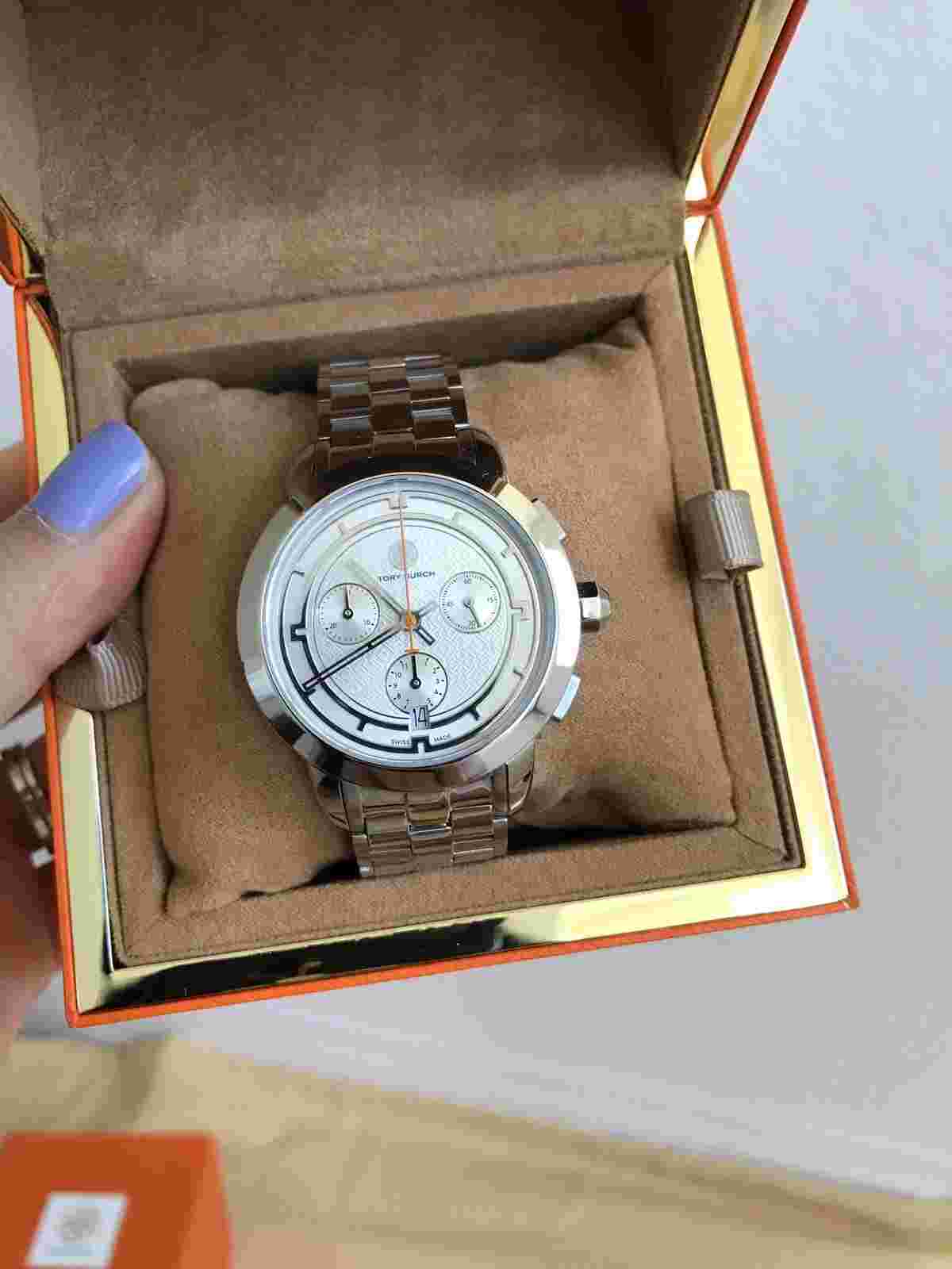 Tory Burch Silver Tone Stainless Chronograph Women's 37mm Watch TRB1001