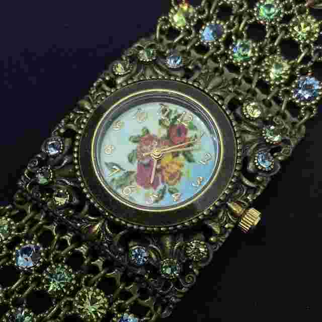 Watch Michal Negrin Crystal Elegant Big bracelet Roses Magnetic Made in Israel