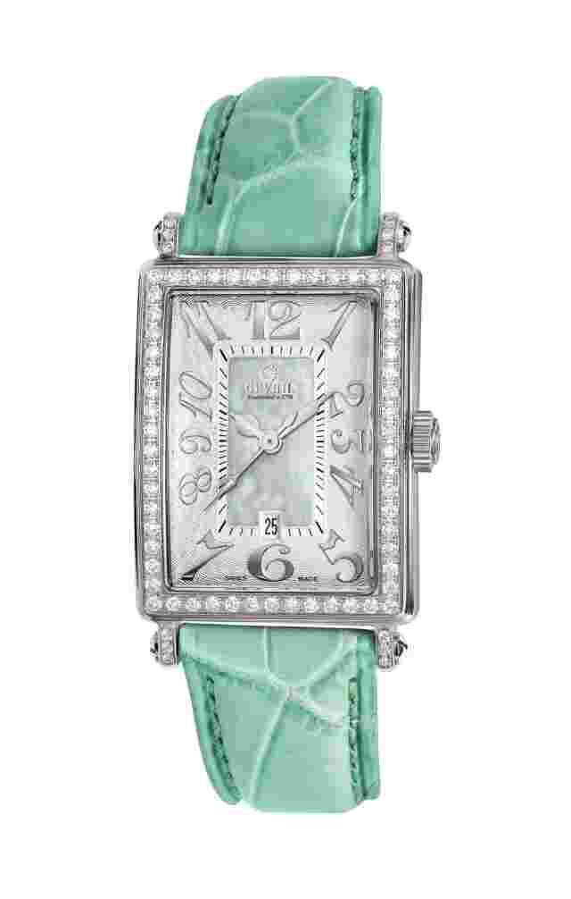 Gevril Women's 7246nl Avenue of Americas Mini Diamond Green Leather Wristwatch