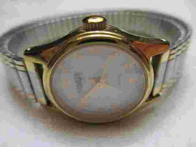 Dakota Steel Watch Gold & Silver Two Toned Expansion Band Round White Face