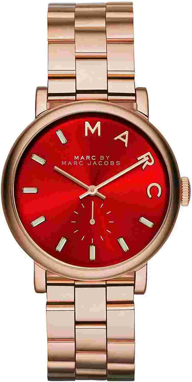 Marc by Marc Jacobs Red Dial Rose Gold-tone Steel Ladies Watch MBM3344