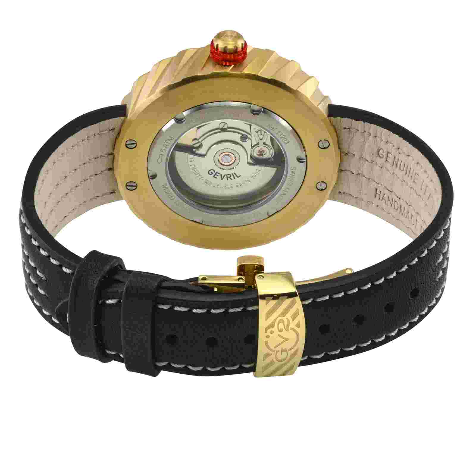 GV2 By Gevril Men's 13203 Motorcycle Automatic Blue Leather Swiss Watch