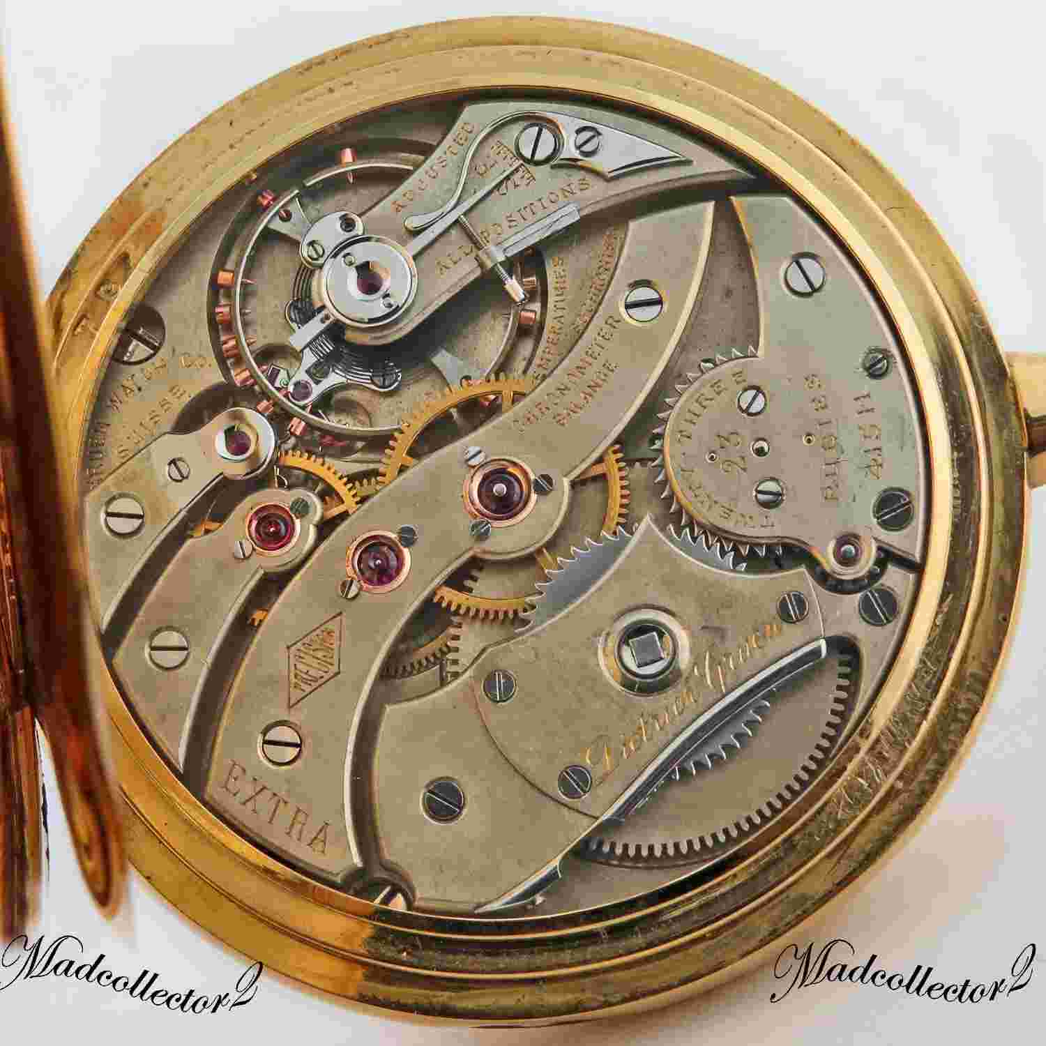 Dietrich Gruen 18K Gold 16S Power Reserve Up Down 23j EXTRA Pocket Watch 48mm