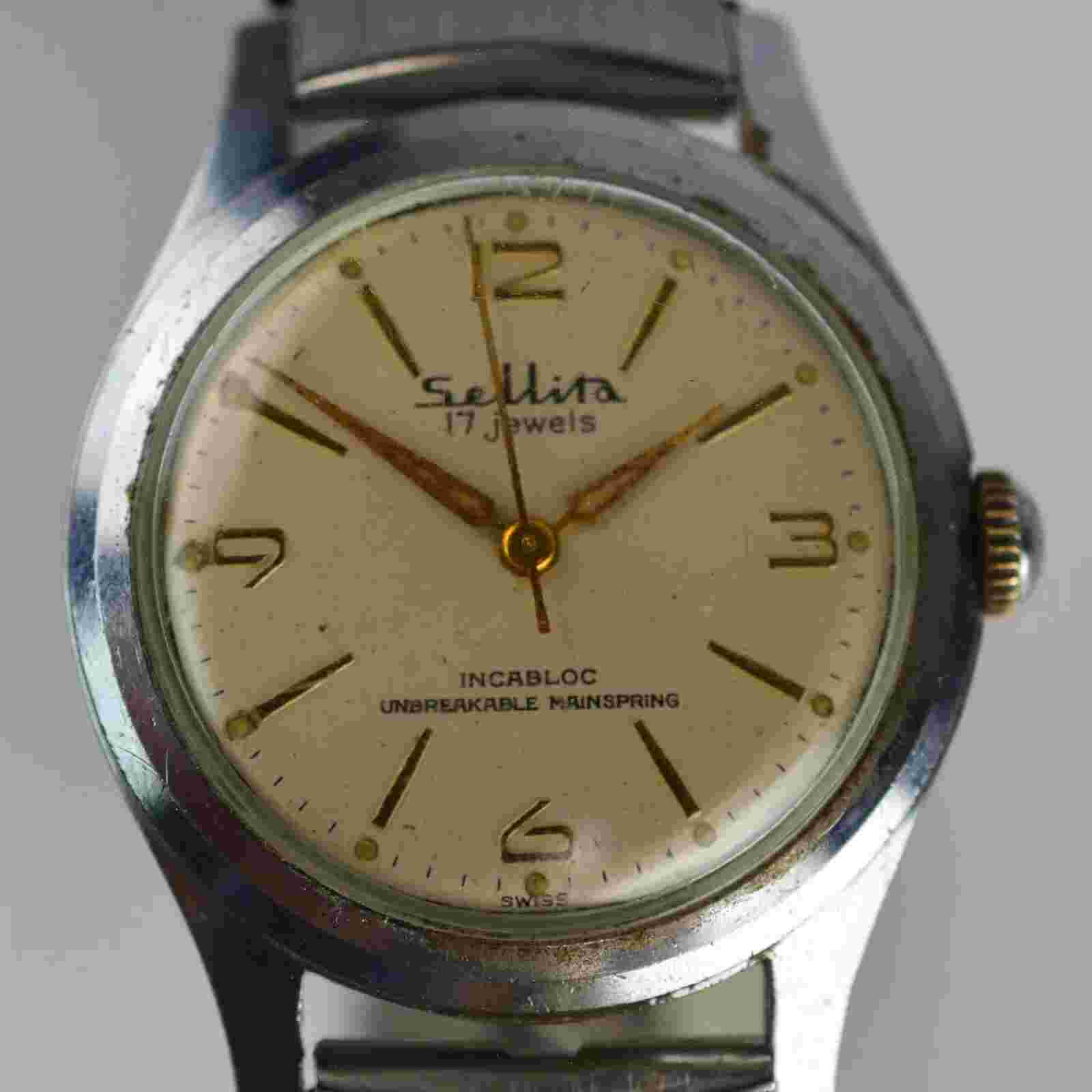 SELLITA Incabloc Swiss Men's Gents Watch 17-Jewel Hand Wind Up Mechanical