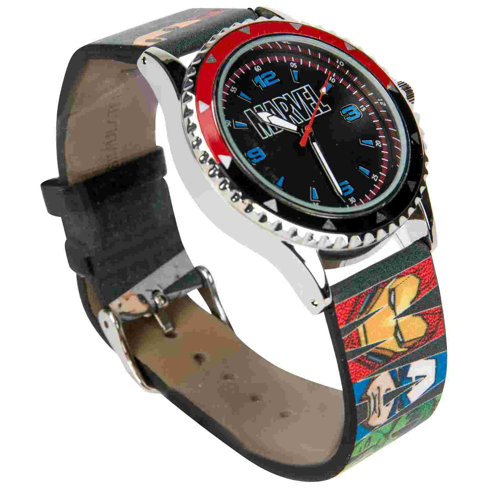 Marvel Avengers Logo Overlay Analog Watch Multi-Color