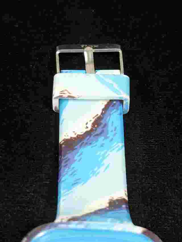 Flex Blue White Wave Silicone Band Watch Unisex 7.5 Inch