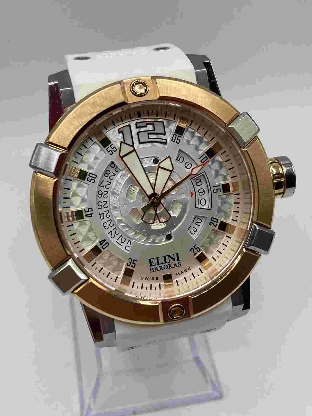 ELINI Barokas Swiss Made White Silicone Mens Watch New Batt
