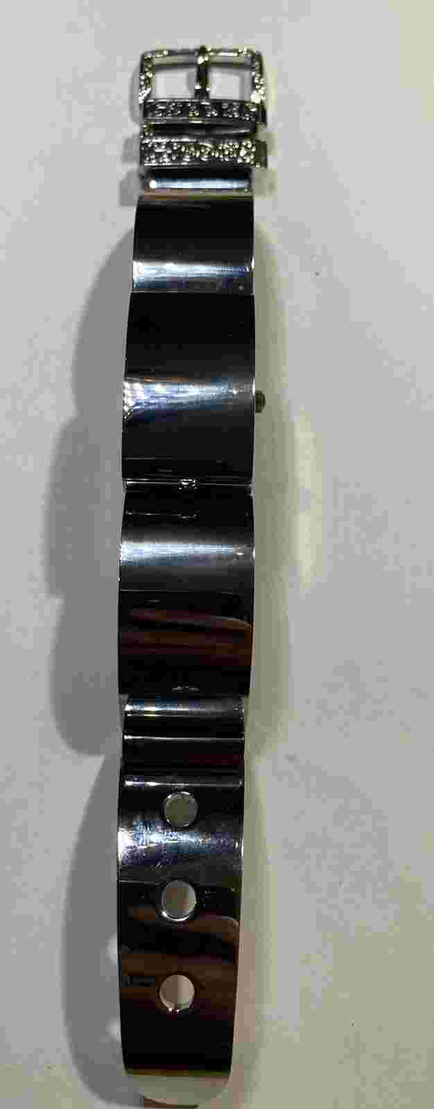 Colleen Lopez Buckle Bracelet Watch Hidden Watch Face Silvertone NEW HSN