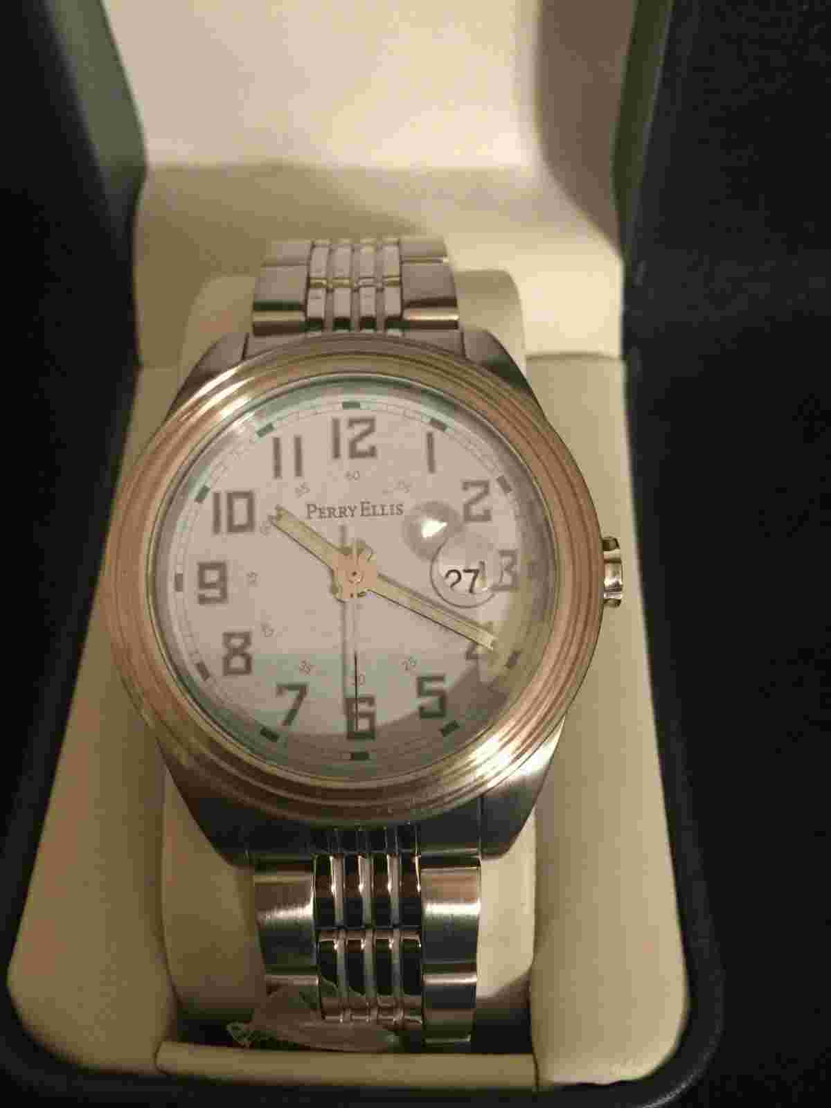 Perry Ellis - Men's Stainless Steel Watch with Date - New in Box - PEM0039