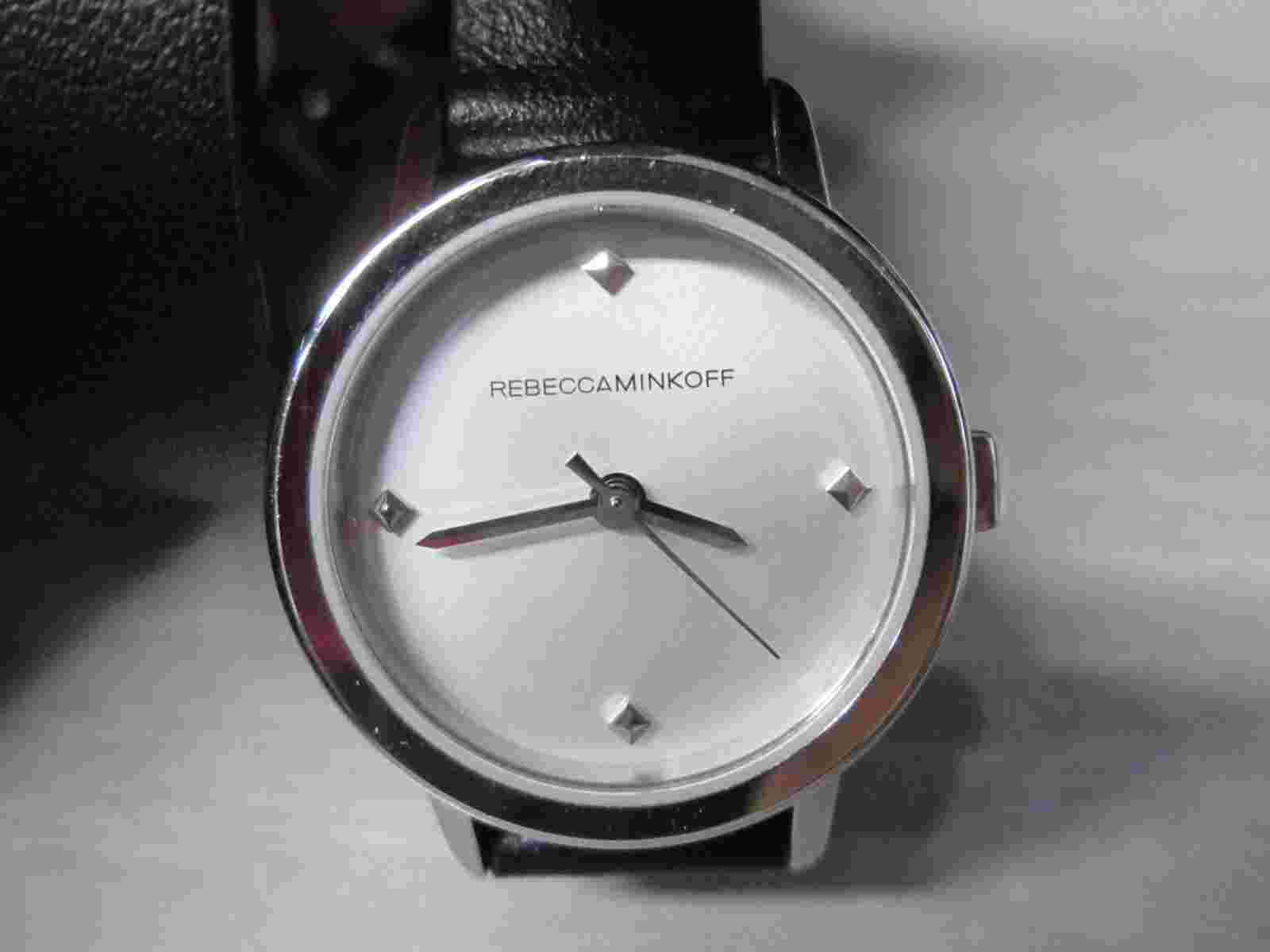 Rebecca Minkoff Black Leather Studded Chain Wrap Watch 2200154