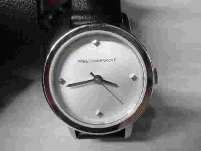 Rebecca Minkoff Black Leather Studded Chain Wrap Watch 2200154