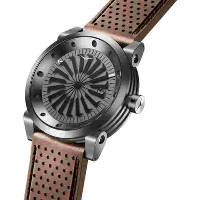 Zinvo Encore Automatic Turbine Steel Leather Gray Argen Beige Sapphire Men's Watch