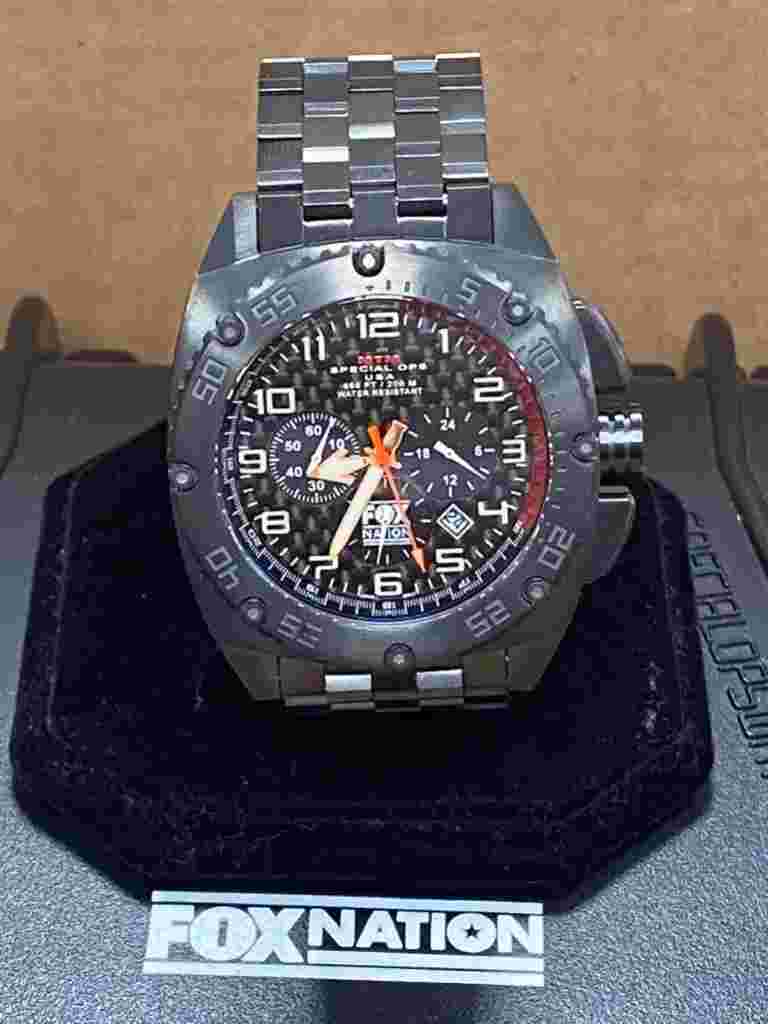 MTM FOUNDER SPECIAL OPS PATRIOT FOX NATION 44mm SS/ TITANIUM QUARTZ WATCH.