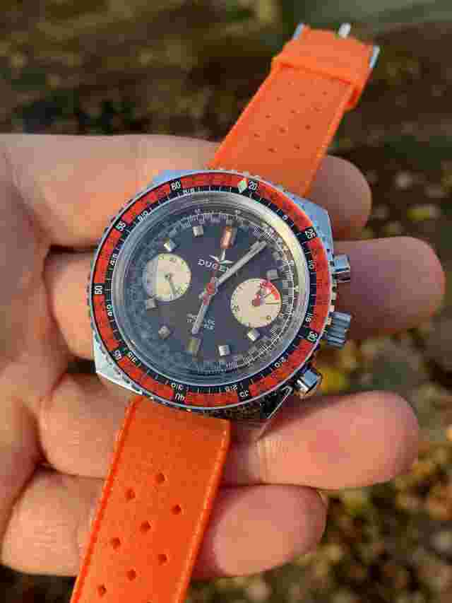 SALE! Vintage Dugena Chronograph Mens Watch Hand-w. Swiss Valjoux 7733 41,3mm