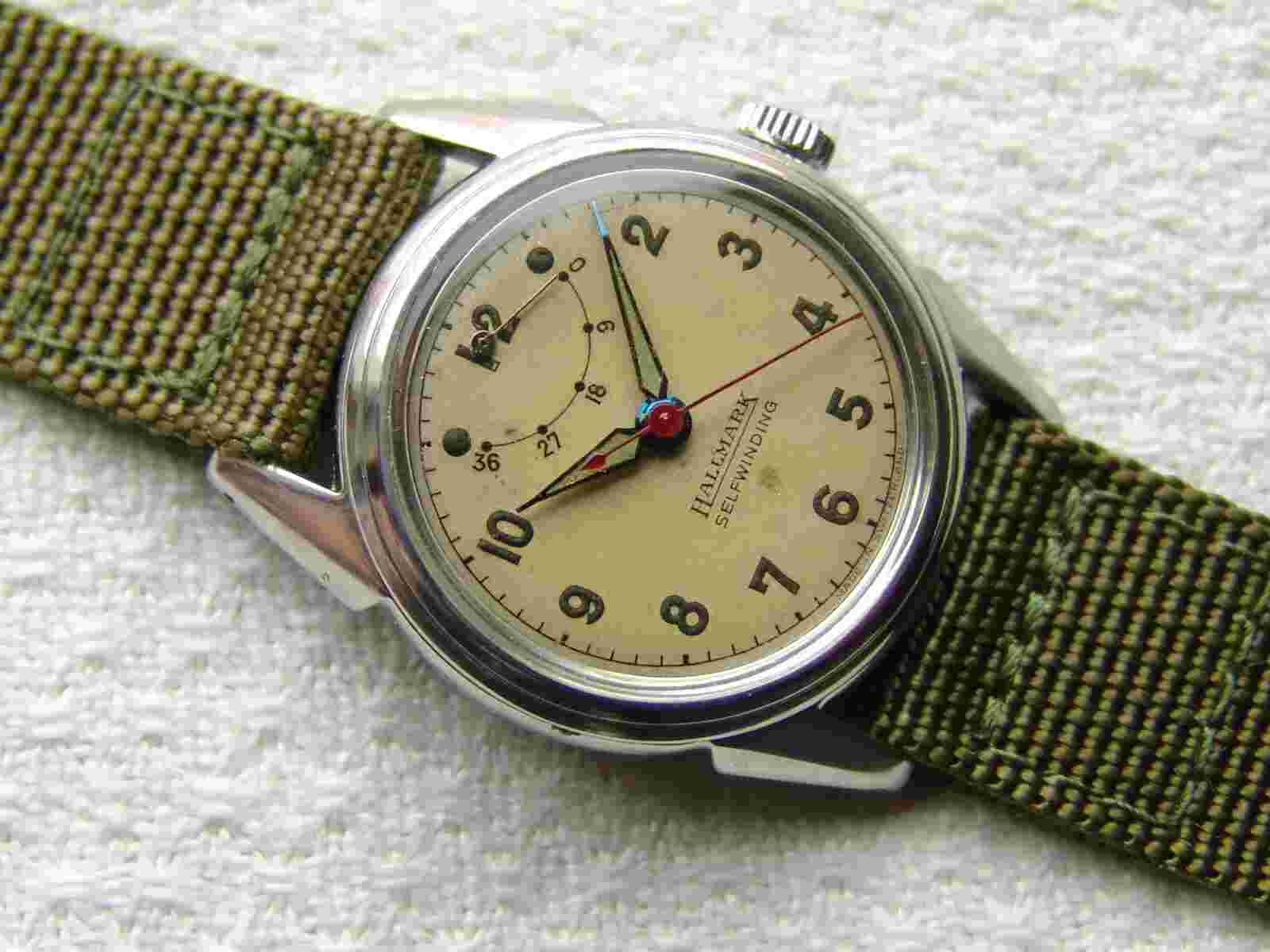 MENS vintage HALLMARK automatic GOOD CONDITION POWER RESERVE WRISTWATCH WWII ERA