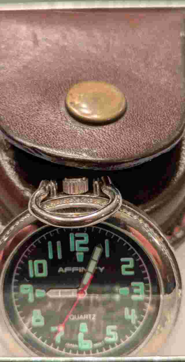 ☑️ Affinity Pocket Pendant Black Dial Quartz Watch with Leather Pouch, Working