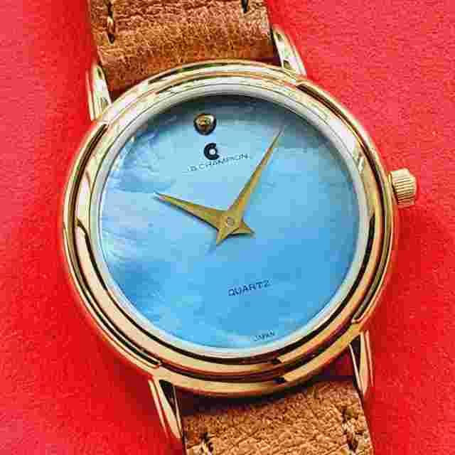 JB Champion Mother Of Pearl Ladies Watch Leather Band Vintage MOP Rare