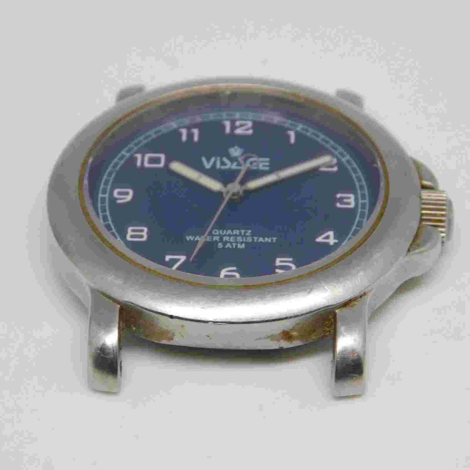 VISAGE 01902 All Stainless Steel Quartz Analog Men's Watch New Battery