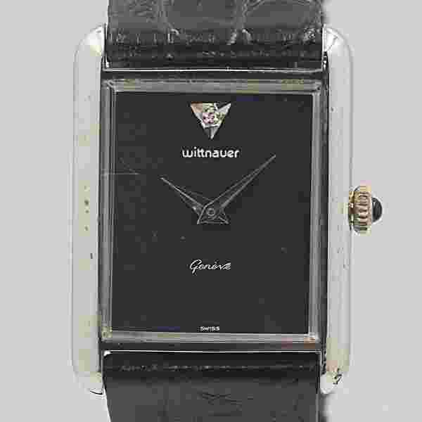 WITTNAUER DEAD STOCK GRADE BOX INCLUDED WORKING DIAMOND BLACK DIAL MANUAL