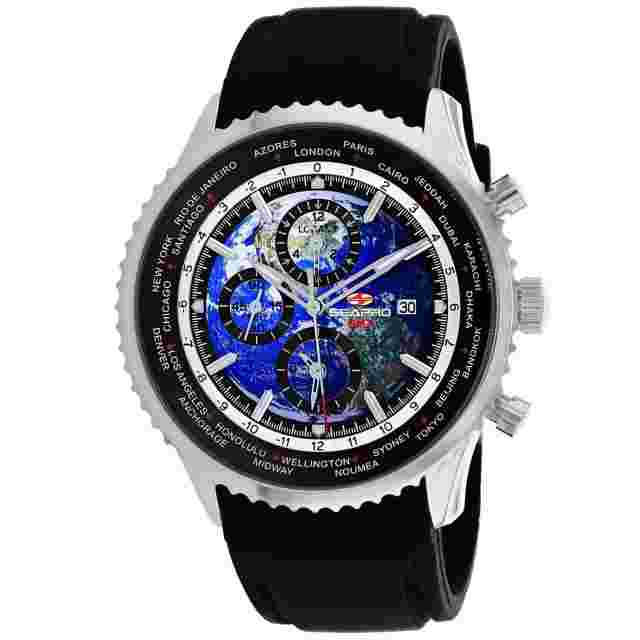 Seapro Men's Meridian World Timer GMT Blue Dial Watch - SP7520 Black
