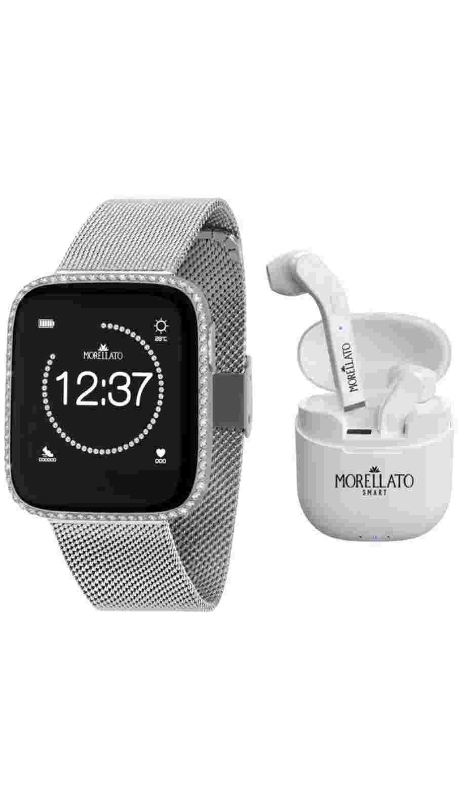 Morellato M-01 silver mesh smartwatch R0151167522 + bluetooh earbuds