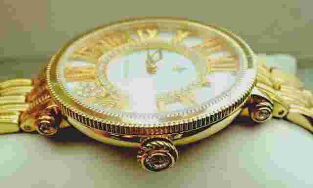 Judith Ripka Gold Stainless Steel White MOP London Watch Size Large w JR Box