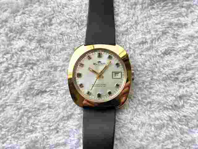 Vintage Eloga 17 Jewels Date Luminescent Winding Gold Plated Swiss Made Watch