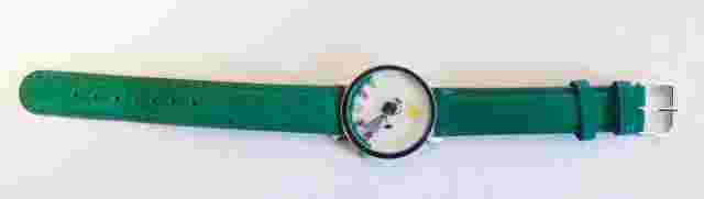 RARE Vintage Story Box Akteo Gardner Watch MADE IN FRANCE Green Leather Strap