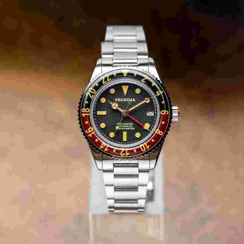 PROXIMA Men Automatic Watch 39MM GMT Mechanical Sapphire Bezel Luminous NH34