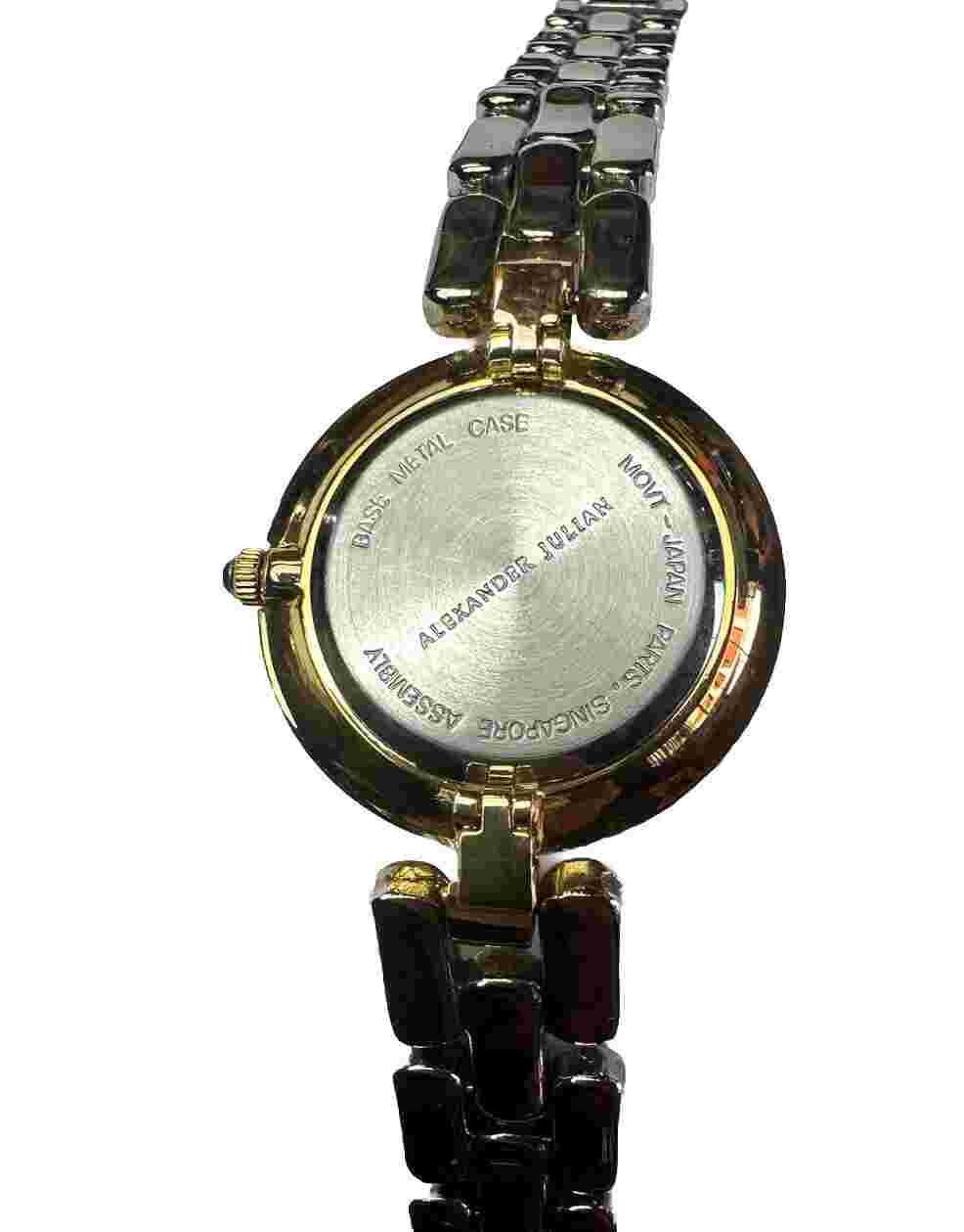 Alexander Julian Quartz Roman Numerals Watch with Metal Band