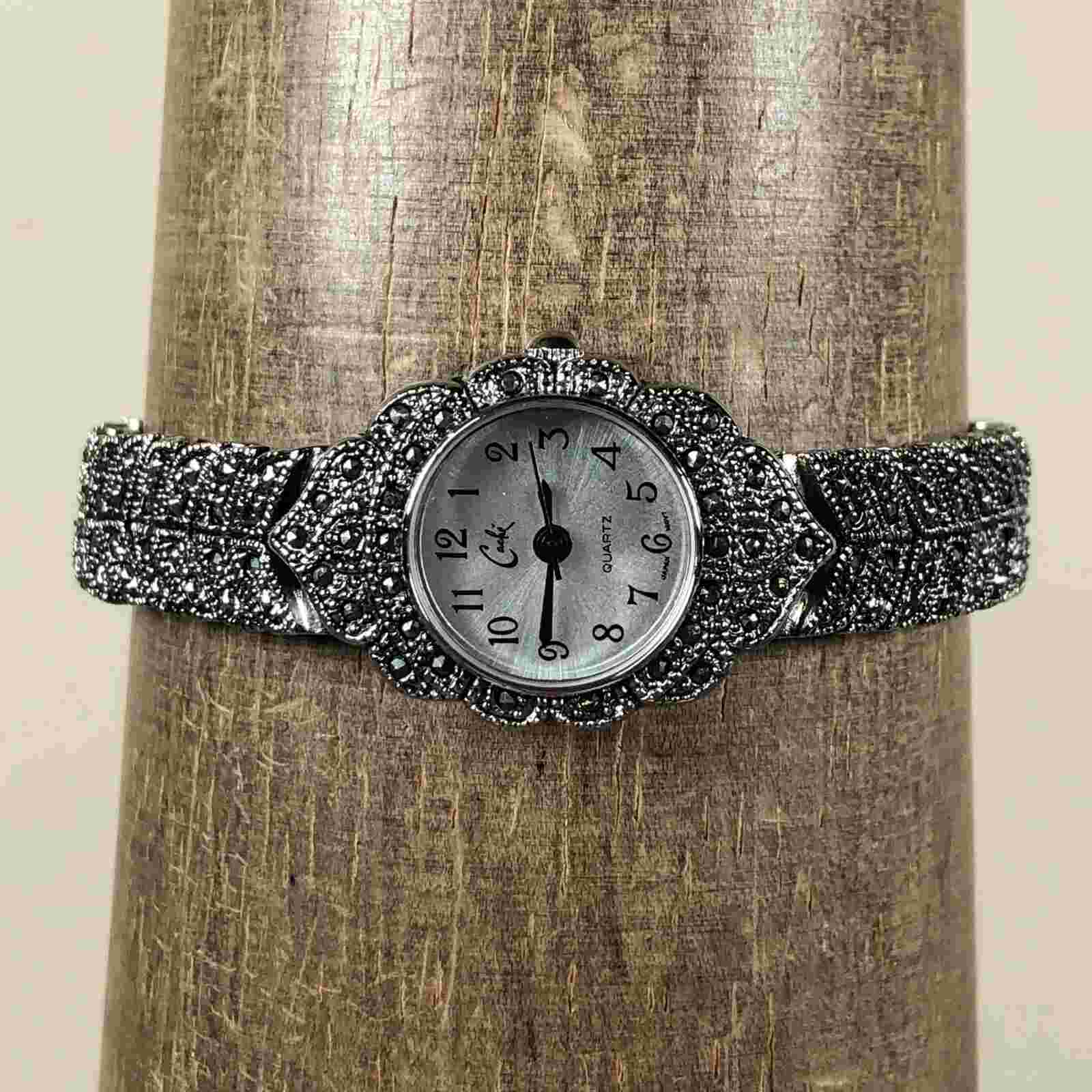 Cache Women CA130 Dress Marcasite Silver Tone Silver Tone Quartz Watch 6 3/4"