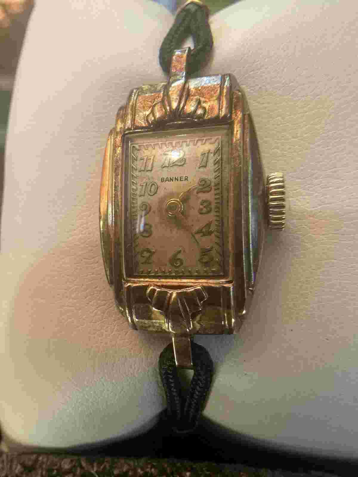 Banner Ladies Watch Vintage Art Deco 14K Gold Plate From 1930
