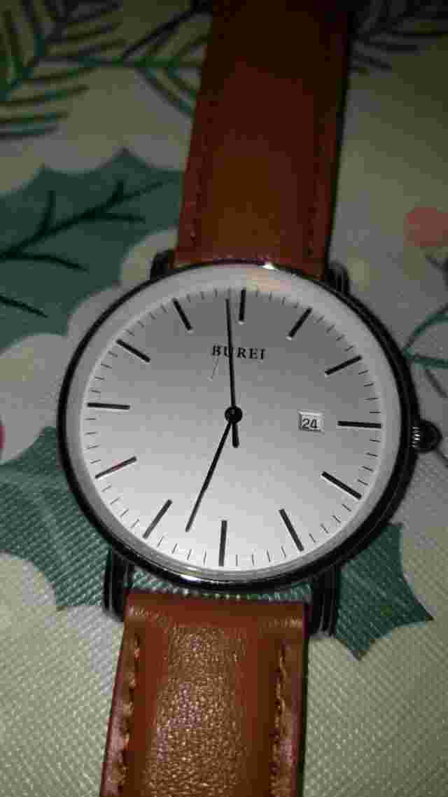 BUREI Men's Watch Leather Popular Brand 19003 White Brown