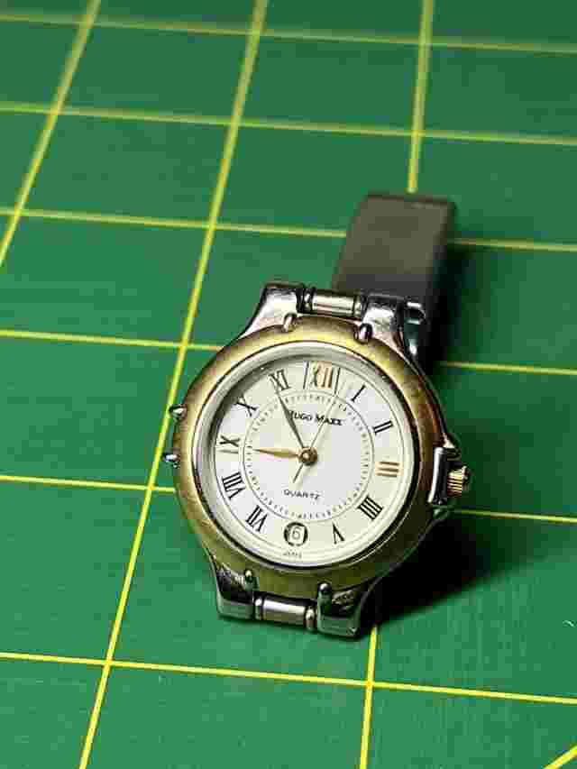 Hugo Max Two Tone Quartz Analog Ladies Watch 18k Gold Plated