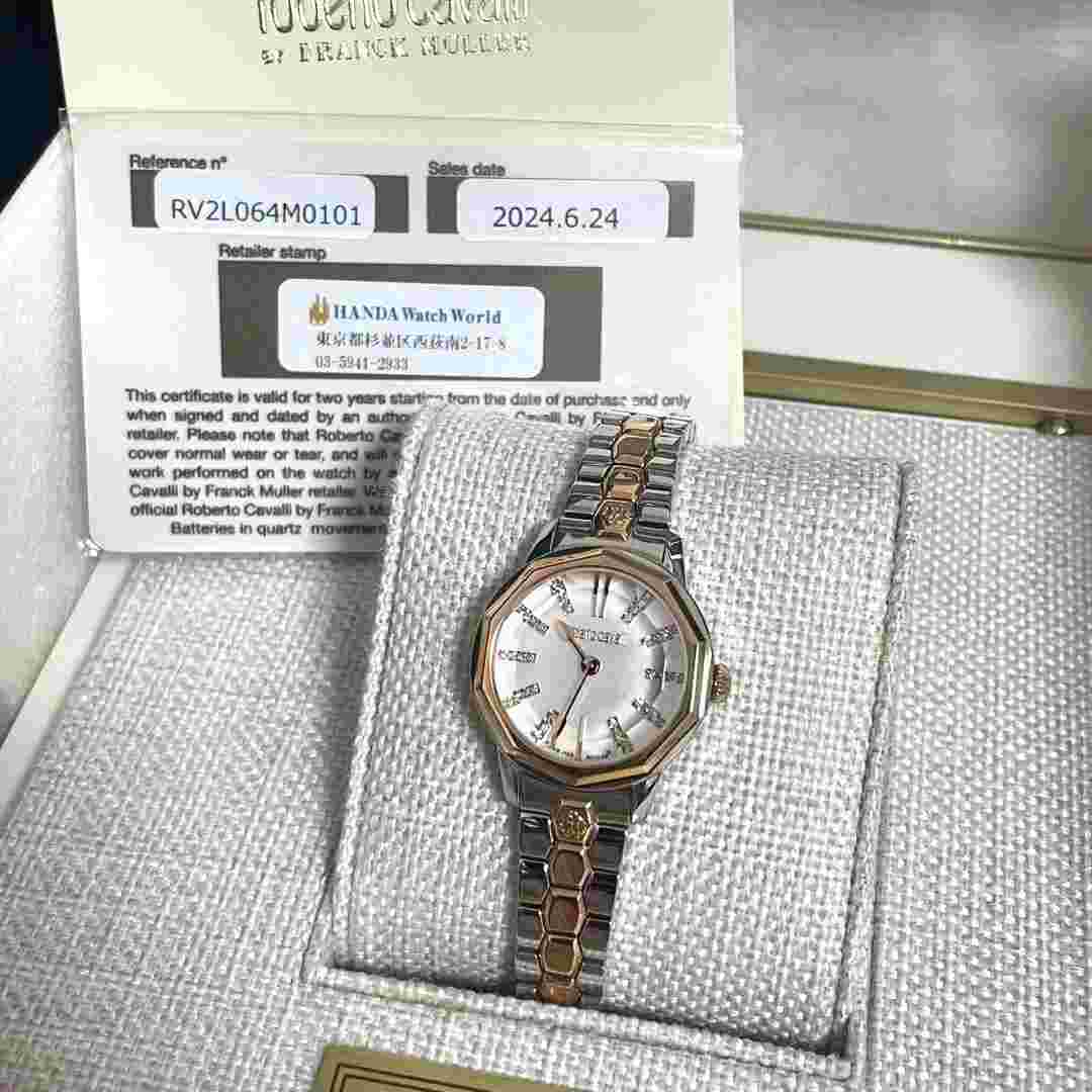Roberto Cavalli by Franck Muller Ladies Watch RV2L064M0101 Gold IP Quartz 26mm