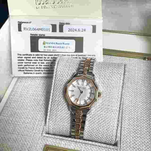 Roberto Cavalli by Franck Muller Ladies Watch RV2L064M0101 Gold IP Quartz 26mm